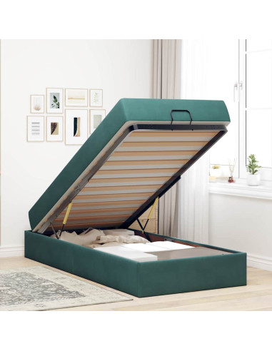 Struttura letto con materasso con materasso 2 pcs Verde Velluto