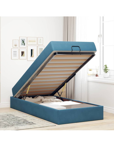 Struttura letto con materasso con materasso 2 pcs Blu Velluto