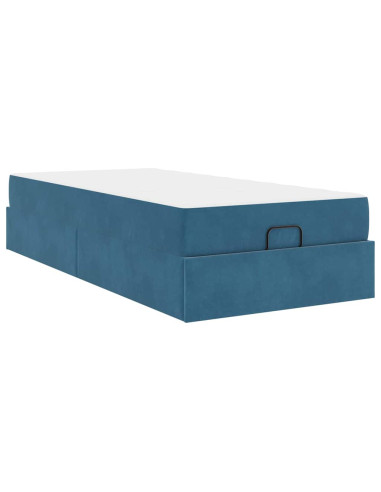 Struttura letto con materasso con materasso 2 pcs Blu Velluto
