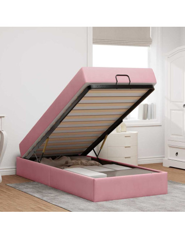 Struttura letto con materasso con materasso 2 pcs Rosa Velluto