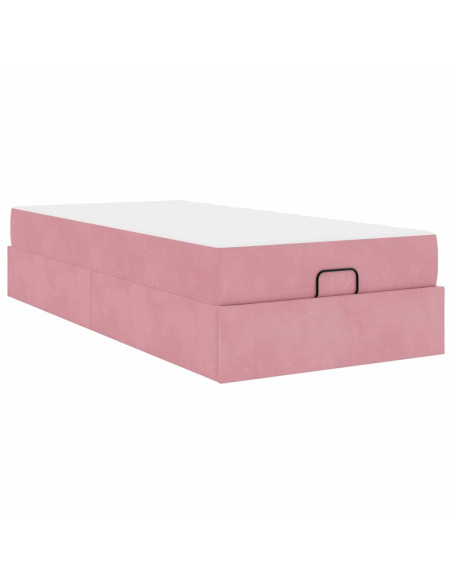 Struttura del letto con archiviazione Rosa 90 x 200 cm Velluto