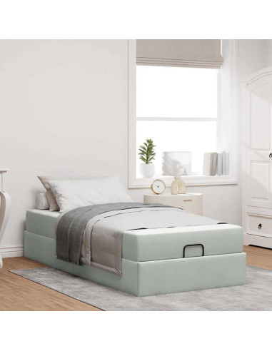 Struttura letto con materasso 2 pcs Grigio chiaro Velluto