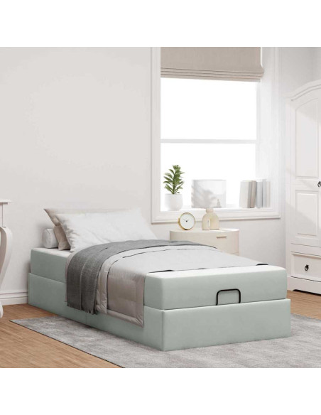 Struttura del letto Grigio chiaro 100 x 200 cm Velluto