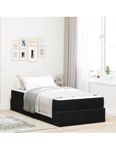 Struttura letto con materasso con materasso 2 pcs Nero Velluto 2