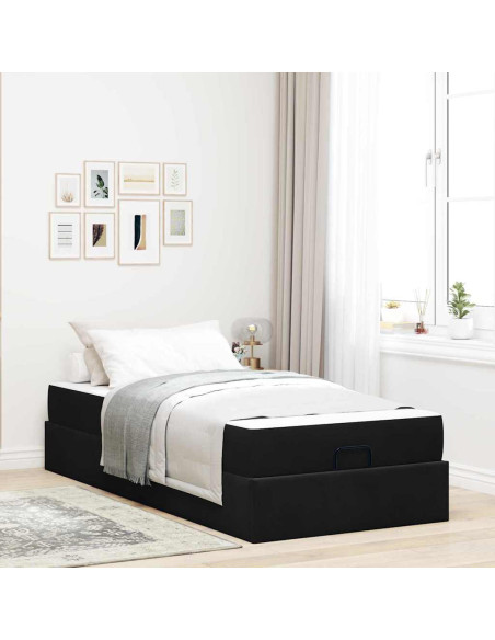 Struttura letto con materasso con materasso 2 pcs Nero Velluto