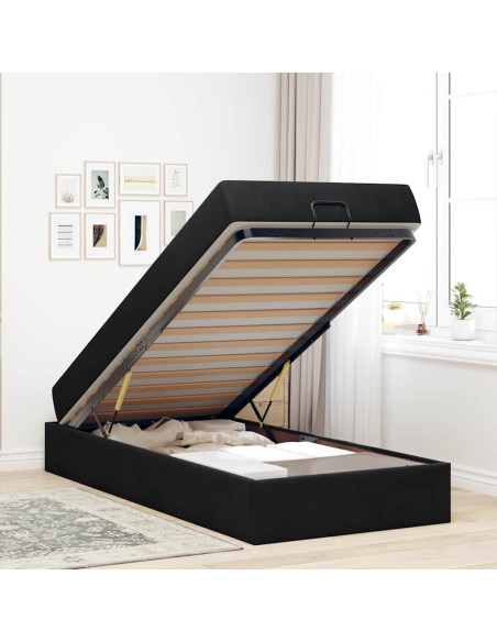 Struttura del letto con archiviazione Nero 100 x 200 cm Velluto