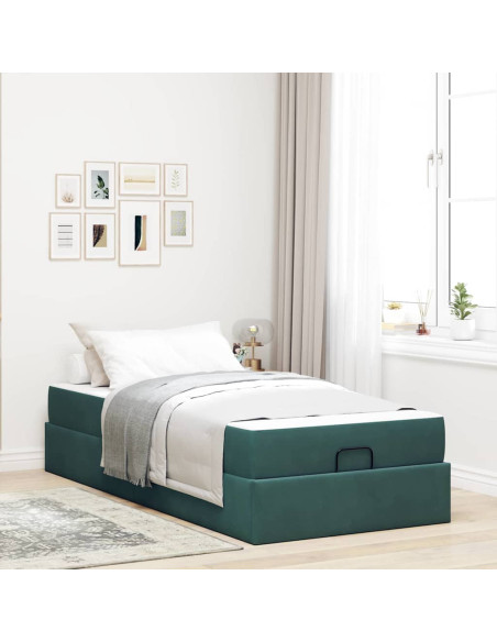 Struttura del letto Verde scuro 100 x 200 cm Velluto