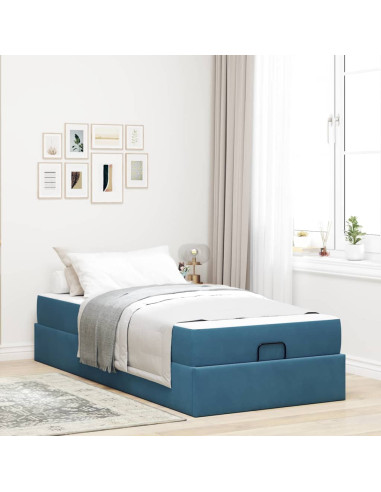 Struttura letto con materasso con materasso 2 pcs Blu Velluto
