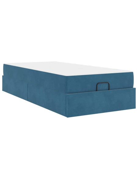 Struttura del letto con archiviazione Blu 100 x 200 cm Velluto