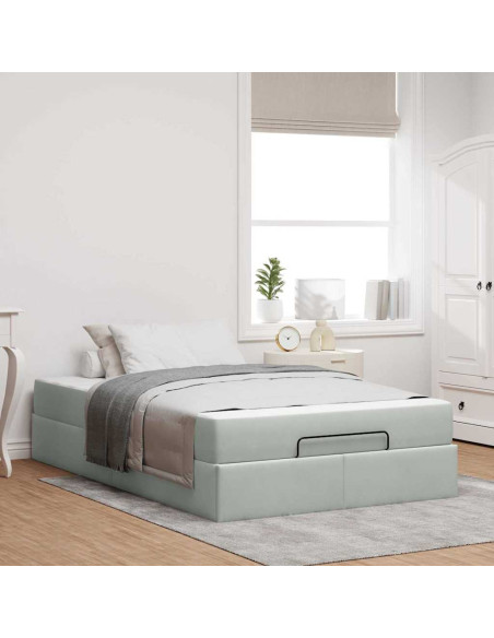 Struttura del letto Grigio chiaro 120 x 190 cm Velluto