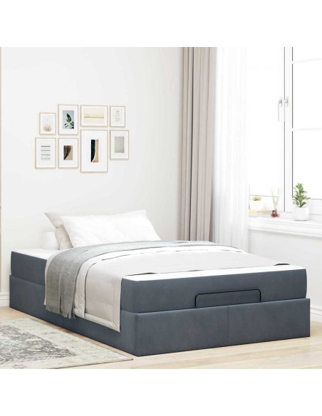 Struttura del letto Grigio scuro 120 x 190 cm Velluto