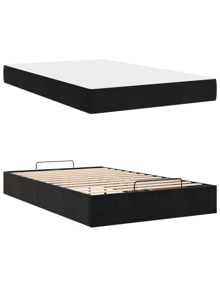 Struttura del letto con archiviazione Nero 120 x 200 cm Velluto