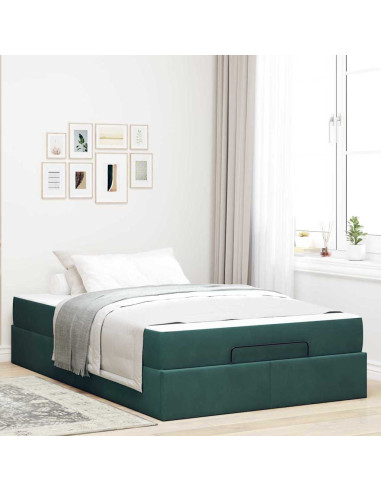 Struttura letto con materasso con materasso 2 pcs Verde Velluto