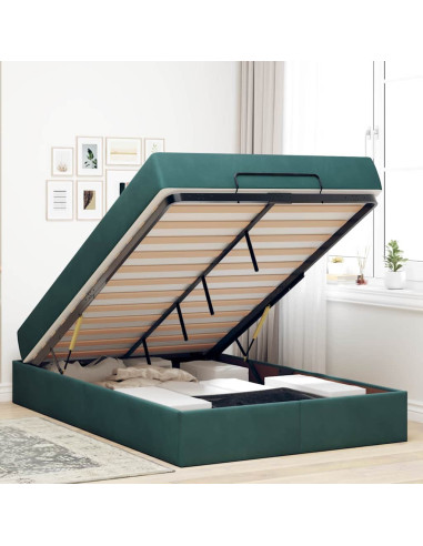 Struttura letto con materasso con materasso 2 pcs Verde Velluto