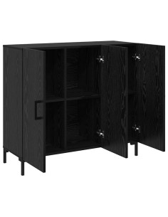 Credenza Rovere Nero 90 x 34 x 80 cm Legno multistrato