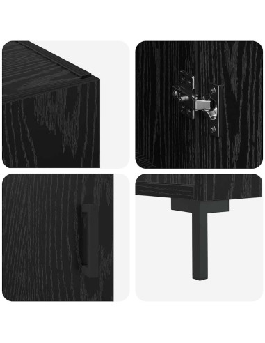 Credenza Rovere Nero 90 x 34 x 80 cm Legno multistrato