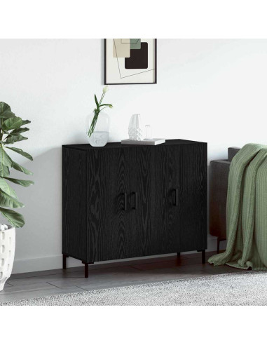 Credenza Rovere Nero 90 x 34 x 80 cm Legno multistrato