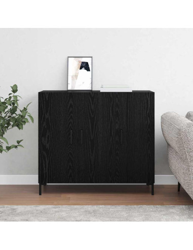 Credenza Rovere Nero 90 x 34 x 80 cm Legno multistrato