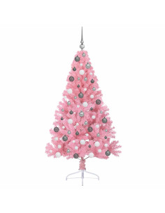 Albero di Natale artificiale con luci integrate Rosa 180 cm PVC