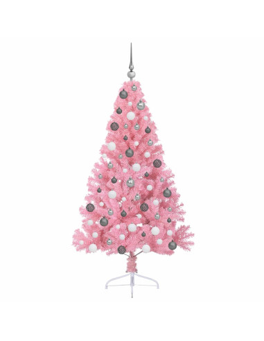 Albero di Natale artificiale con luci integrate Rosa 180 cm PVC