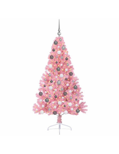 Albero di Natale artificiale con luci integrate Rosa 180 cm PVC