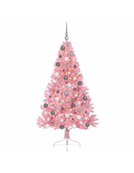 Albero di Natale artificiale con luci integrate Rosa 180 cm PVC