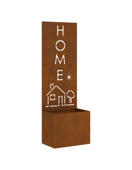 Vaso da Giardino con Pannello Decorativo Ruggine 50 x 140 cm