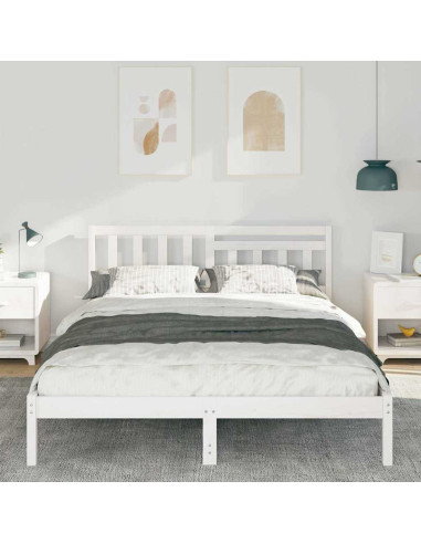 Struttura del letto Bianco 160 x 200 cm Pino massello