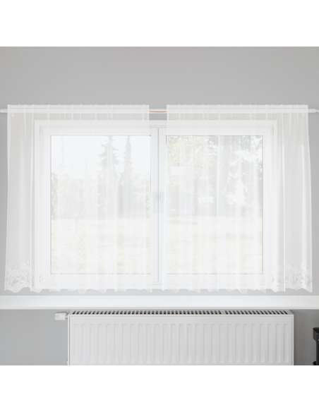 Tenda in Pizzo con tende Floreale Bianco 200 x 160 cm Poliestere