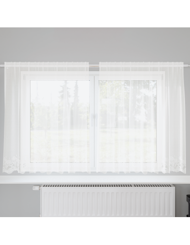 Tenda in Pizzo con tende Bianco 180 x 200 cm Poliestere