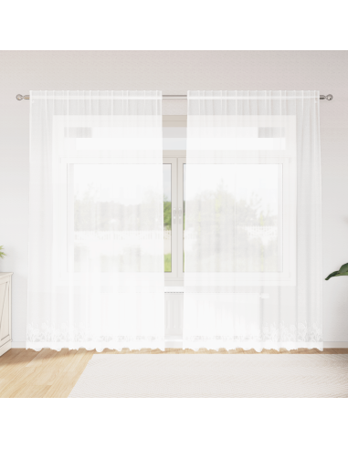 Tenda in Pizzo con tende Bianco 245 x 200 cm Poliestere