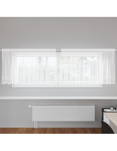 Tenda in Pizzo con tende Bianco 120 x 300 cm Poliestere