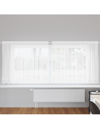 Tenda in Pizzo con tende Bianco 140 x 300 cm Poliestere