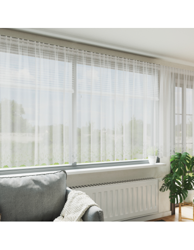 Tenda in Pizzo con tende Bianco 140 x 400 cm Poliestere