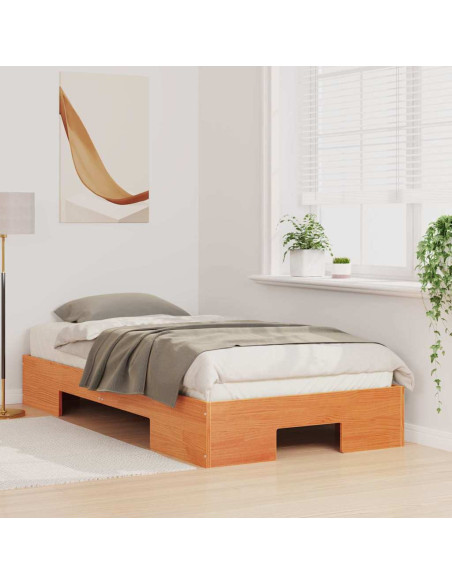 Struttura letto a terra con archiviazione Marrone 100 x 200 cm