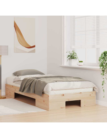 Struttura letto a terra con archiviazione Marrone 80 x 200 cm