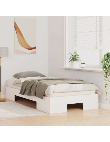 Struttura letto a terra con archiviazione Bianco 80 x 200 cm