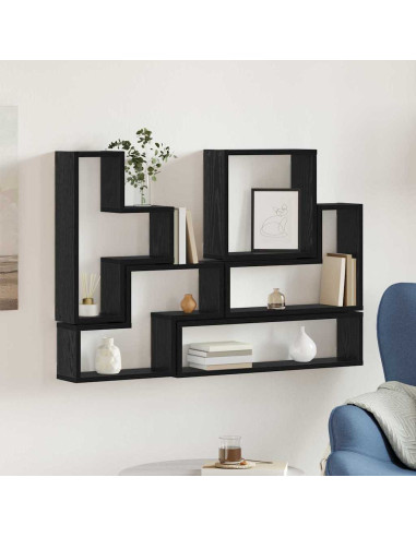 Cubo da Parete Rovere nero 96 x 12 x 64 cm Legno multistrato