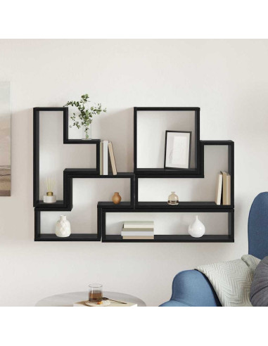 Cubo da Parete Rovere nero 96 x 12 x 64 cm Legno multistrato