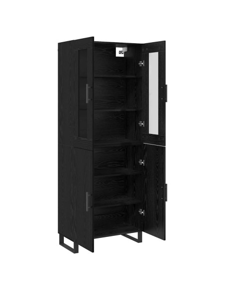 Credenza 2 pcs Rovere nero Legno multistrato