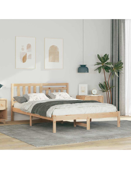 Struttura del letto Marrone 140 x 190 cm Legno di pino massello