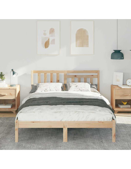 Struttura del letto Marrone 140 x 190 cm Legno di pino massello