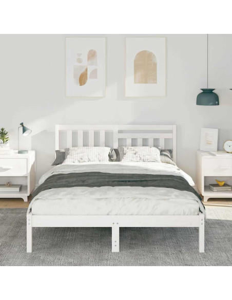 Struttura del letto Bianco 140 x 190 cm Pino massello