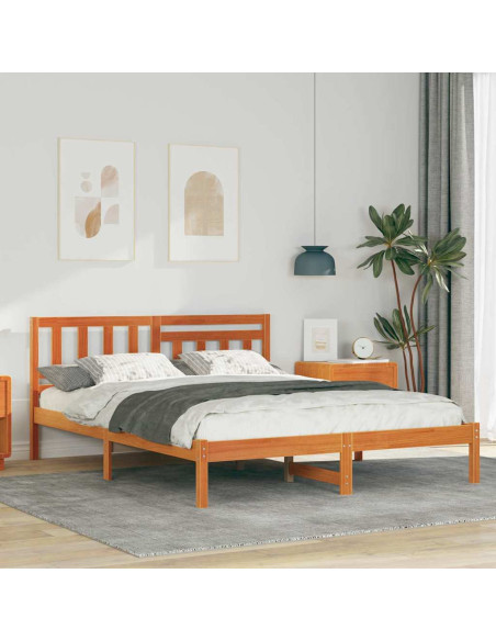 Struttura del letto Marrone cerato 140 x 190 cm Pino massello