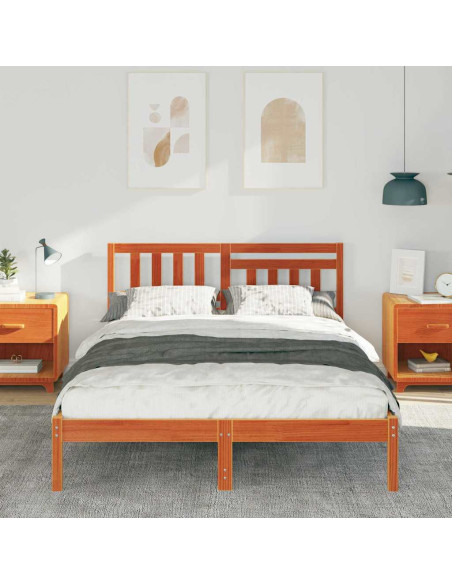 Struttura del letto con testiera Cera marrone 140 x 190 cm