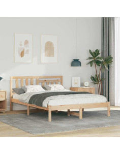 Struttura del letto Marrone 135 x 190 cm Pino massello 2