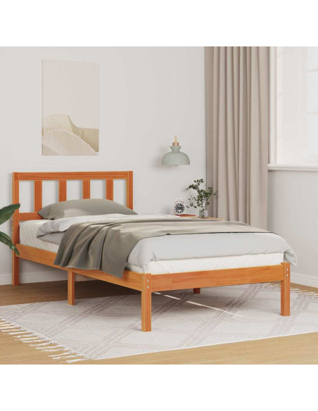 Struttura del letto con testiera Cera marrone 80 x 200 cm