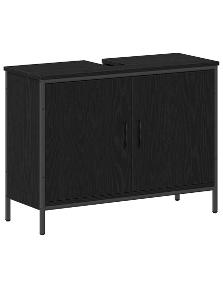 Set di mobili per bagno a 4 pezzi in legno ingegnerizzato, rovere nero