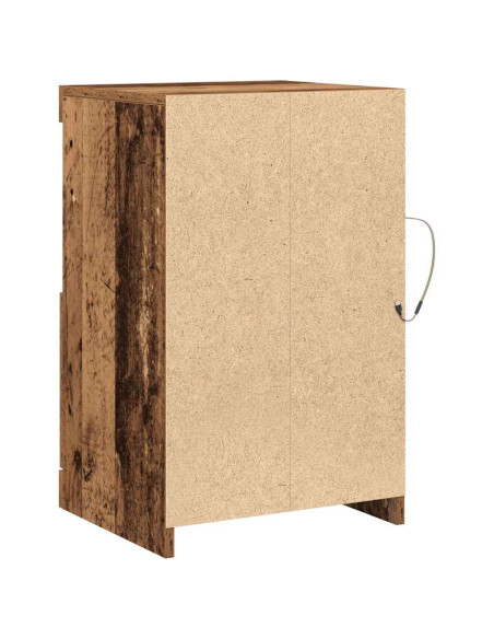Armadi laterali con luci LED 2 pezzi Legno antico 41x37x67 cm