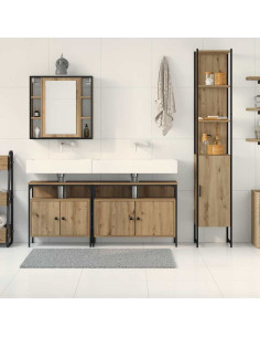 Set di mobili per il bagno con porta 4 pcs Rovere artigianale 2